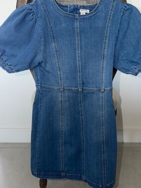 Habitual Girls' Denim Dress with puff sleeves